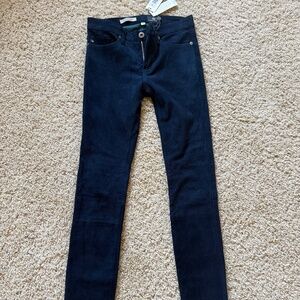 Adriano Goldschmied AG Leather Suede Legging Women's Navy Blue Skinny NEW Sz. 24
